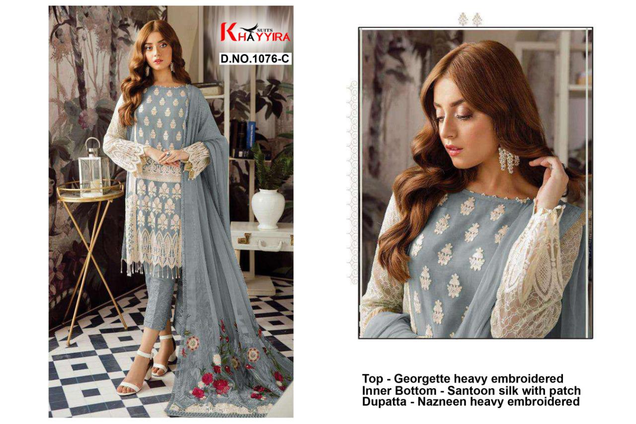 PAKISTANI SUITS D NO 1076C BY KHAYYIRA